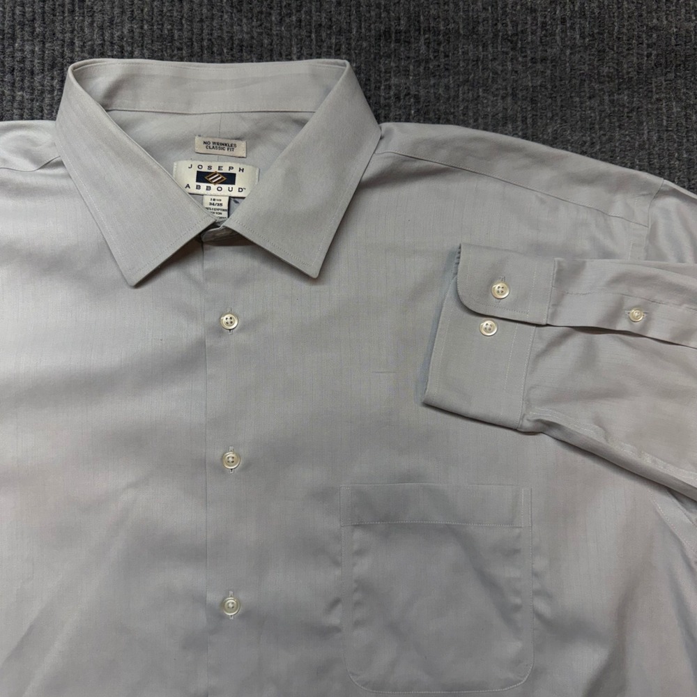 Joseph Abboud Mens 18.5 34/35 Light Blue Herringbone Cotton Dress Shirt
